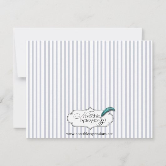 グレー航海のいかりのストライプ日付カードの保存 セーブザデート (裏面)