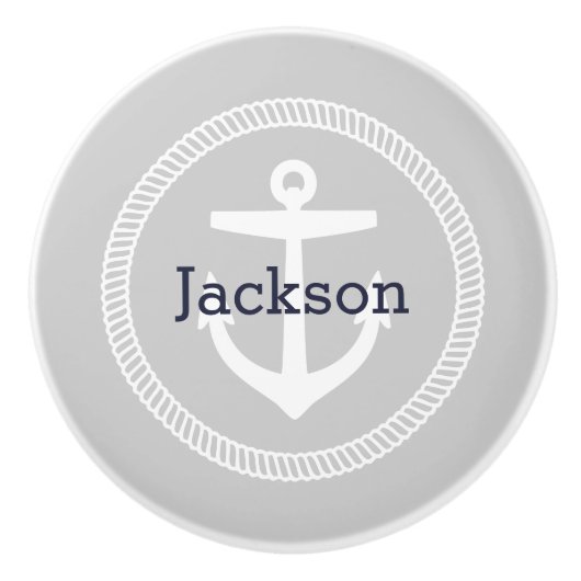 グレー航海のいかりモノグラム セラミックノブ (正面)