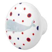 グレー航海のウォーターカラーホエールレッドブルードット セラミックノブ (右)