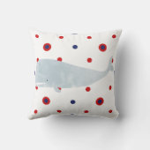 グレー航海のウォーターカラーホエールレッドブルー名 クッション (裏面)