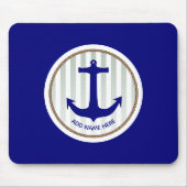 グレー航海のストライプいかり マウスパッド (正面)