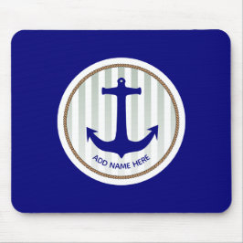 グレー航海のストライプいかり マウスパッド