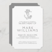 グレー航海のフローラいかり誕生日パーティー招待状 招待状 (正面/裏面)