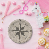 グレー航海の御影石のコンパスバラ ペーパープレート (パーティー)