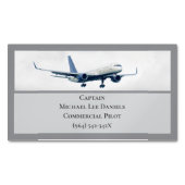 グレー航空機機長パイロット飛行機イン・スカイ マグネット名刺 (正面)