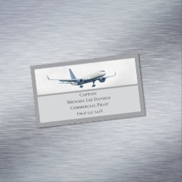 グレー航空機機長パイロット飛行機イン・スカイ マグネット名刺