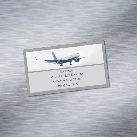 グレー航空機機長パイロット飛行機イン・スカイ マグネット名刺 (インサイチュ)