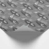 グレー色かわいい鳥のパターン ラッピングペーパー (角)