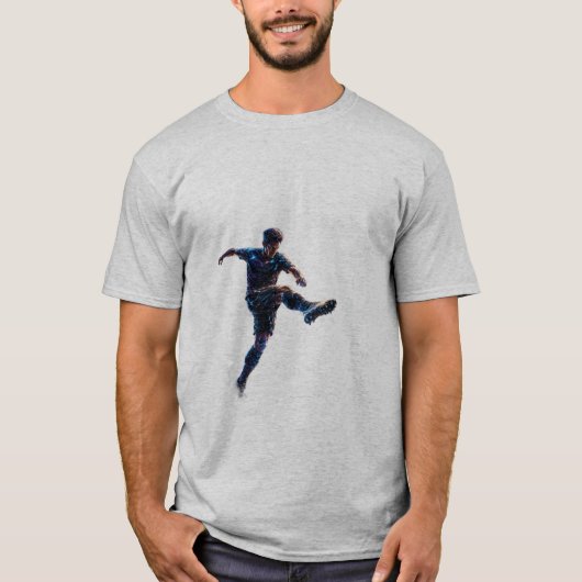 グレー色の男性用Tシャツプレイヤーデザイン Tシャツ (正面)