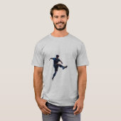 グレー色の男性用Tシャツプレイヤーデザイン Tシャツ (正面フル)