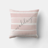 グレー色彩の鮮やかストライプ名のピンクのパーソナライズされた クッション (裏面)