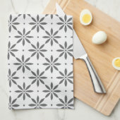 グレー花柄タオル キッチンタオル (四つ折り)