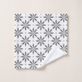 グレー花柄タオル バスタオルセット (ウォッシュタオル)