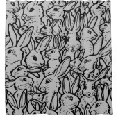 グレー芸術的バニーウサギパーティースケッチスケッチ シャワーカーテン (正面)