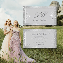 グレー華美シルバーモザイクスパークルジュエリーイニシャル 名刺