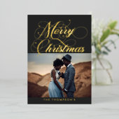 グレー華美メリークリスマスフォイルホリデーカード 箔シーズンカード (立ち正面)