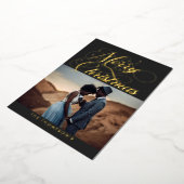 グレー華美メリークリスマスフォイルホリデーカード 箔シーズンカード (回転した状態)