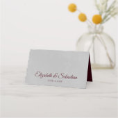 グレー葉エレガントウェディング書インのバルグンド プレイスカード (裏面)