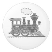 グレー蒸気機関車カスタムアートドアノブ セラミックノブ (正面)