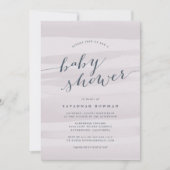 グレー薄紫水色ベビーシャワー招待状 招待状 (正面)
