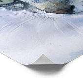 グレー虎猫キットンウォーターカラースタイルアート ポスター (角)