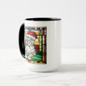 グレー虎猫クリスマスステンドグラス マグカップ (正面左)