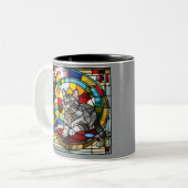 グレー虎猫ステンドグラス ツートーンマグカップ (正面左)