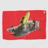 グレー虎猫ディスクゴルファー用タオル ゴルフタオル (横)