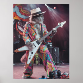 グレー虎猫ロッカー ポスター