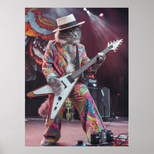 グレー虎猫ロッカー ポスター (正面)