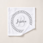 グレー装飾円モノグラムバスタオルセット バスタオルセット (ウォッシュタオル)