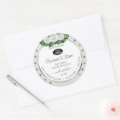 グレー製品ラベルグリーンホワイトローズジュエリーロゴ ラウンドシール (封筒)
