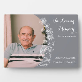 グレー記念写真プラークヴィンテージスケッチ花 フォトプラーク