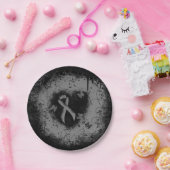 グレー認識度リボングランジハート ペーパープレート (パーティー)