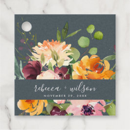 グレー赤面イエローオレンジフローラバンチ結婚ズ フェイバータグ