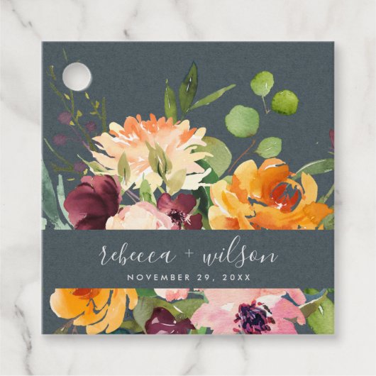 グレー赤面イエローオレンジフローラバンチ結婚ズ フェイバータグ (正面)