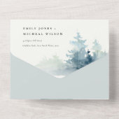 グレー赤面グリーンブルーマウンテンズパインバルミツワー オールインワン招待状 (裏面)