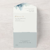 グレー赤面グリーンブルーマウンテンズパイン結婚ズ オールインワン招待状 (外側)
