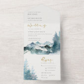 グレー赤面グリーンブルーマウンテンズパイン結婚ズ オールインワン招待状 (内側)