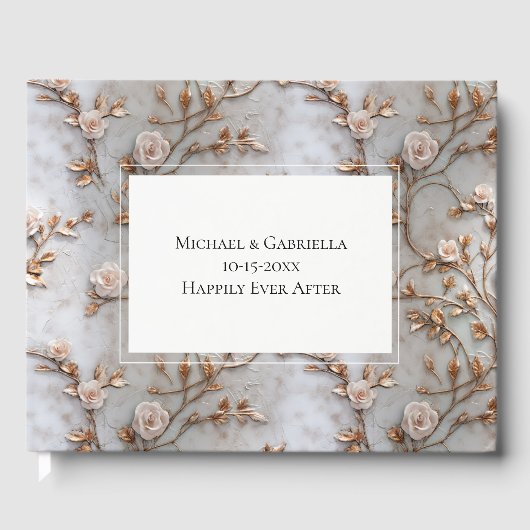 グレー赤面バラ結婚フローラ ゲストブック (正面)