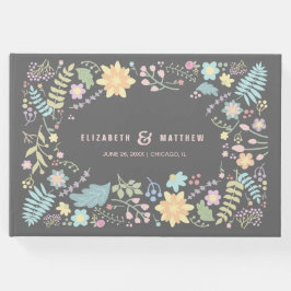 グレー赤面ピモダンンク結婚フローラ ゲストブック