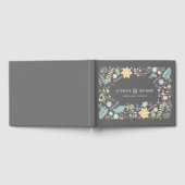 グレー赤面ピモダンンク結婚フローラ ゲストブック (全面)