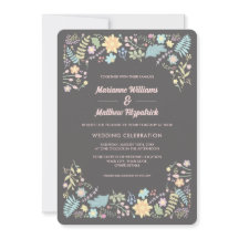 グレー赤面ピンクアクアモダンフローラ結婚ズ