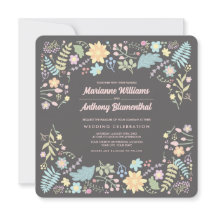 グレー赤面ピンクアクアモダンフローラ結婚ズ