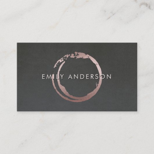 グレー赤面ピンクブラシストローク円マークロゴ 名刺 (正面)