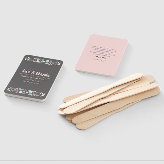 グレー赤面ピンクモダンフローラ結婚式の引き出物 ハンドファン (組立なし)