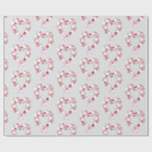 グレー赤面ピンクローズフローラハートブライダルシャワー ラッピングペーパー (フラット)