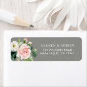 グレー赤面ホワイトフローラアドレス差出人住所 ラベル (インサイチュ)