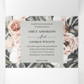 グレー赤面ラストモンスターフローラウォーター結婚カラー 三つ折り招待状 (内部中)