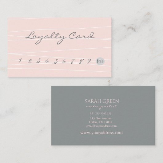 グレー赤面 エレガント ロイヤリティカード (正面/裏面)